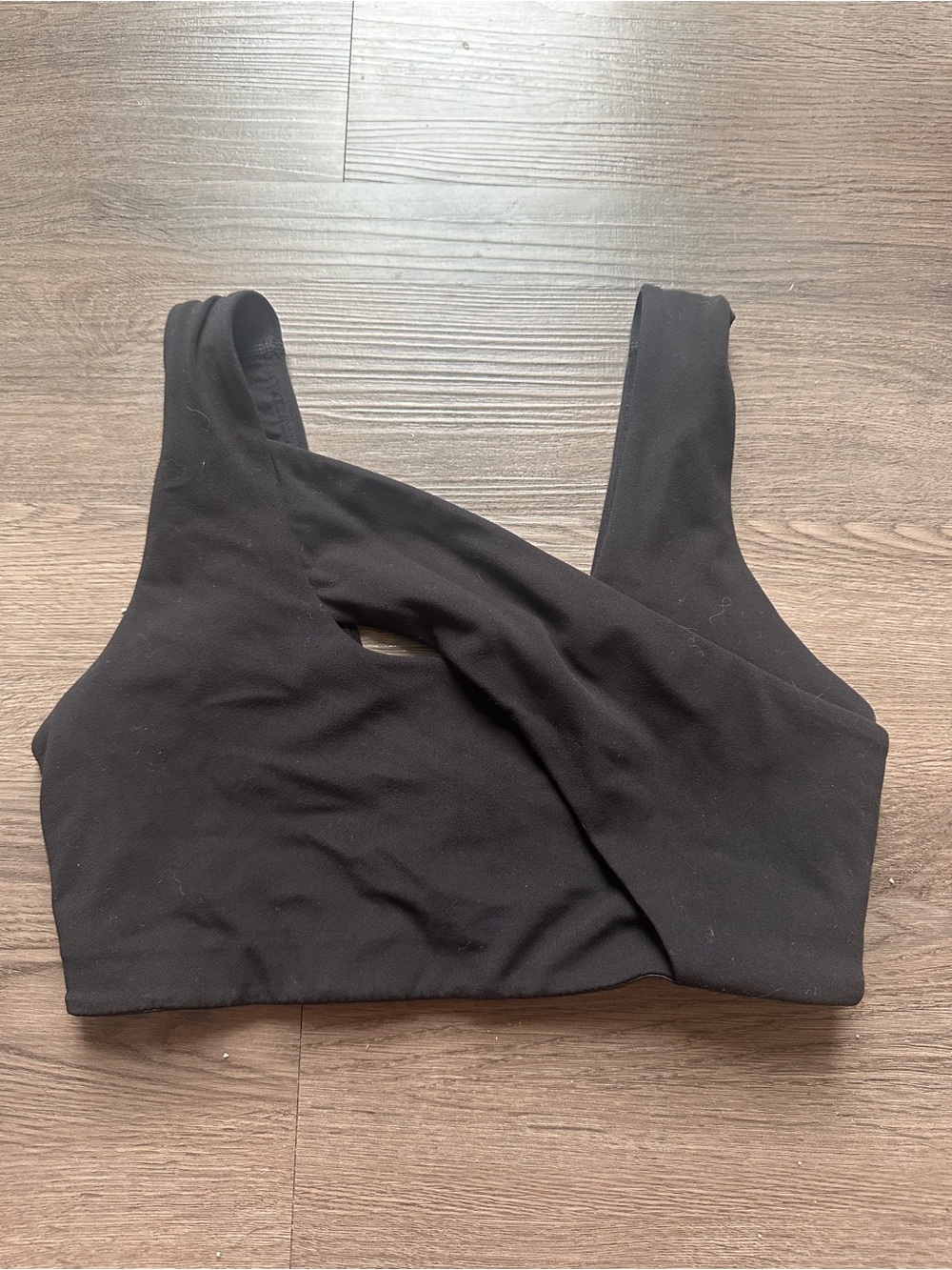 Lululemon Black Asymmetric Cross-Front sports bra